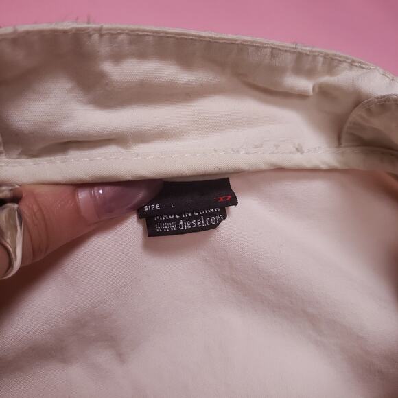 Vtg Diesel 90s white/ brown lightwght Mens racer jacket - Picture 3 of 8